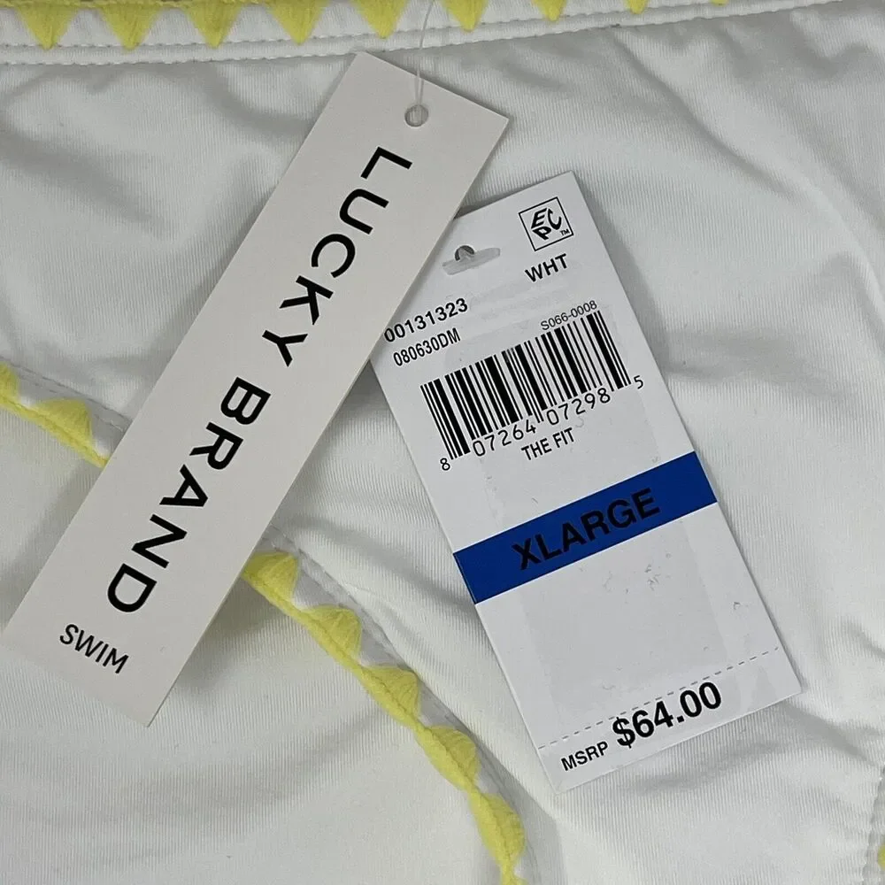 Lucky Brand Shoreline Hipster Swim Bottom Womens XL White Embroidered MSRP $64